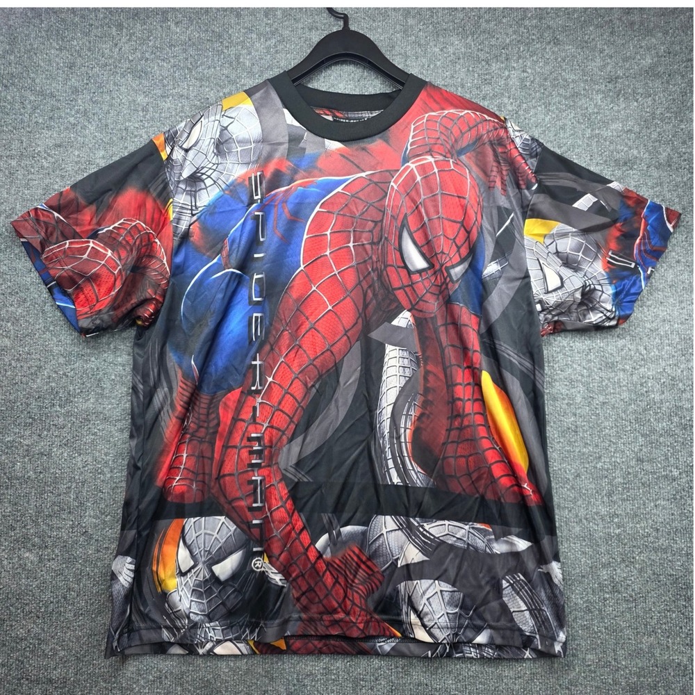 Spider-Man 2 Movie Promo Shirt Mens XL All Over Print Marvel Superhero Tee 2004